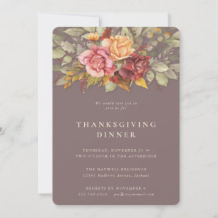 Elegantens automatiska Blommigt Gräns Thanksgiving Inbjudningar