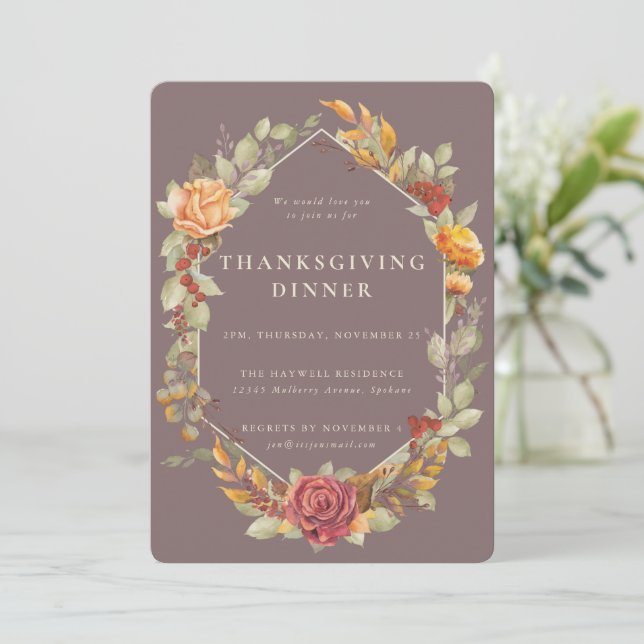 Elegantens automatiska Blommigt Gräns Thanksgiving Inbjudningar (Stående Fram)