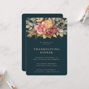 Elegantens automatiska Blommigt Gräns Thanksgiving Inbjudningar