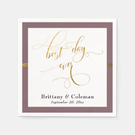 Elegantens bästa dag någonsin Mauve Rosa & Guld Ra Pappersservett