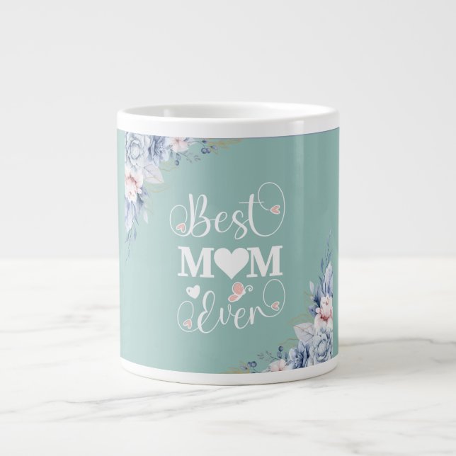 elegantens bästa Mamma någonsin--blommigt Jumbo Mugg (Framsidan)