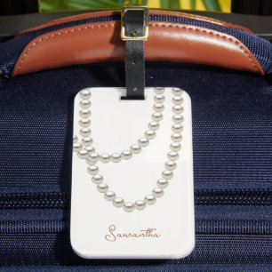 Elegantens benvita halsband bagagebricka