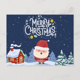 Elegantens blå bakgrund med Santa l Julafton Vykort