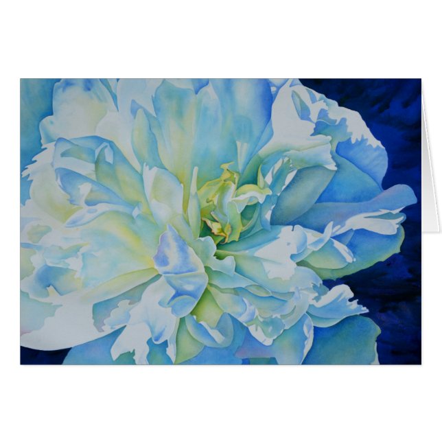 Elegantens blå blommigt, vattenfärg OBS kort (Framsidan Horizontal)