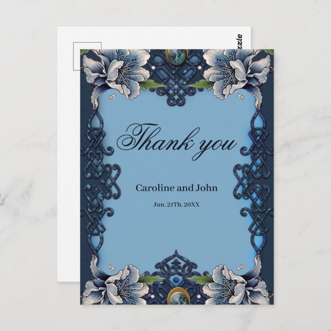 Elegantens blå design vykort (Fram/baksida)