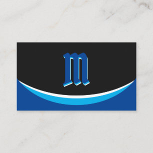 Elegantens blå former på svart monogram 3d-effekt visitkort