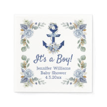 elegantens blå marin blommigt nautisk pojkdusch