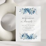 Elegantens blåfärgade blommigt - repetitionsmiddag inbjudningar<br><div class="desc">Ett blått och vitt bröllop-tema med vattenfärgade blå målade blommor. En perfekt för ditt sommar-,  vår- och vinterbröllop. Du kan anpassa texten och färg-detaljerna på den här bröllopsinbjudningsmallen.</div>