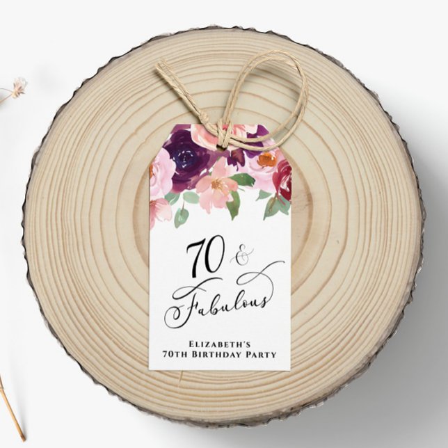 Elegantens Blommigt 70:e Födelsedagsfestens Tack Presentetikett (Skapare uppladdad)