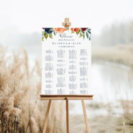 Elegantens Blommigt Alfabetiskt sittningsschema Poster