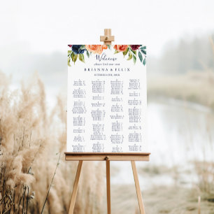 Elegantens Blommigt Alfabetiskt sittningsschema Poster