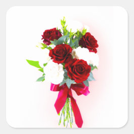 Elegantens Blommigt Arrangemang med Burgundy Fyrkantigt Klistermärke