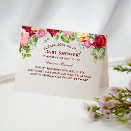 Elegantens Blommigt, babyvy, mappad inbjudan