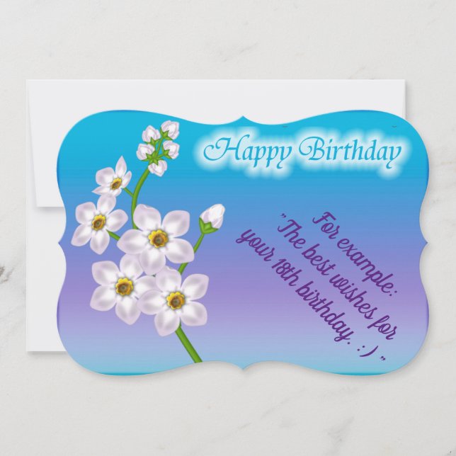 Elegantens Blommigt födelsekort (Framsida)