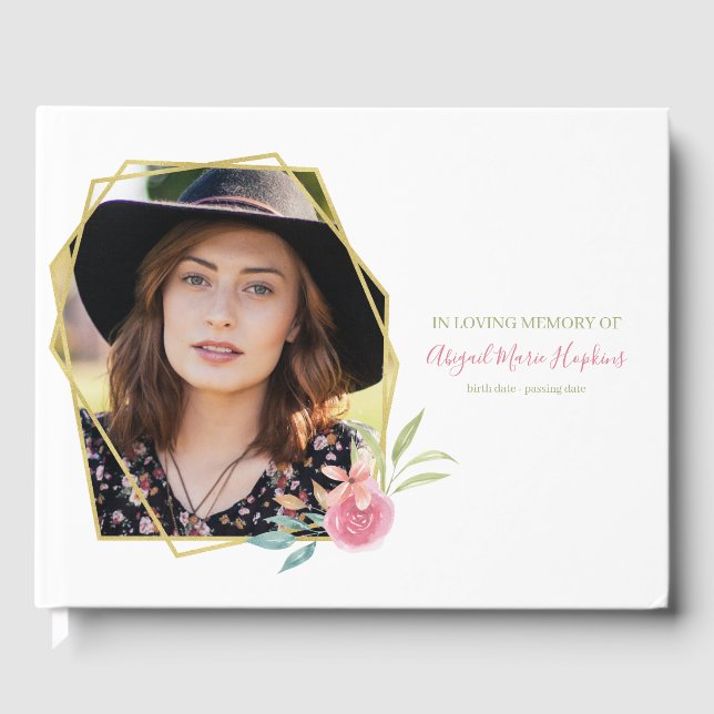 Elegantens Blommigt för Rosa av överhettningsminne Gästböcker (Framsida)