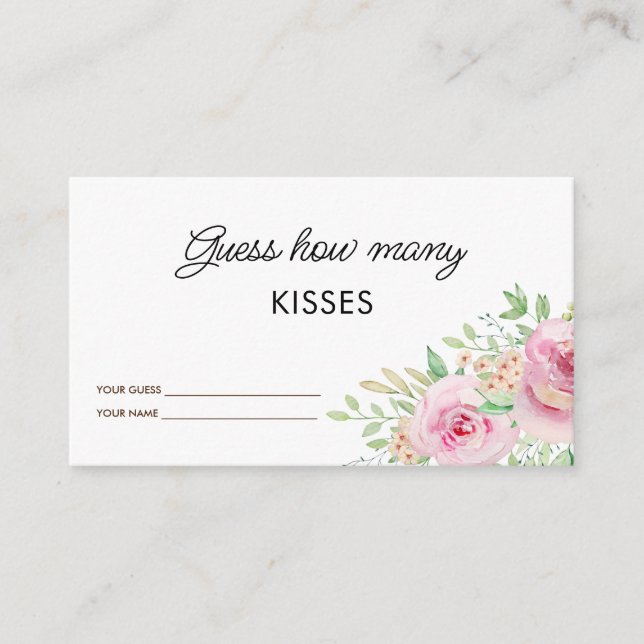 Elegantens Blommigt gissa hur många pussar möhippa Tilläggskort (Framsida)