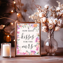 Elegantens Blommigt Hur många Kisses Möhippa-spel Poster