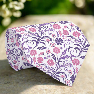 Elegantens Blommigt i vit bakgrund Slips