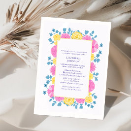 elegantens blommigt, klassisk färgdryck för barn inbjudningar
