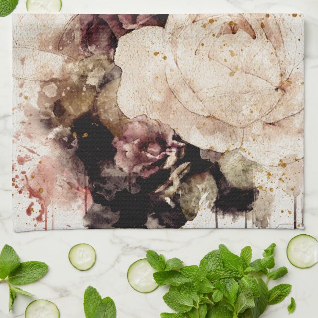 Elegantens Blommigt Kökshandduk (Vikta)