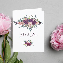 Elegantens Blommigt | Lila Garland Bröllop Tack Kort