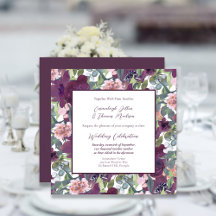 Elegantens Blommigt | Lila Garland Wedding bjudand