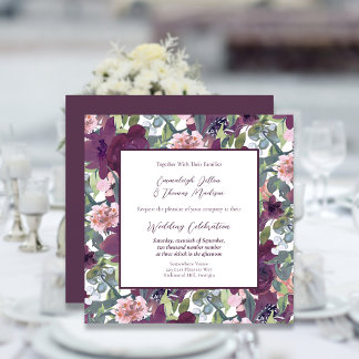 Elegantens Blommigt | Lila Garland Wedding bjudand Inbjudningar