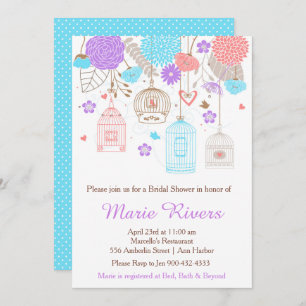 Elegantens Blommigt Lila och blå Möhippa Inbjudningar