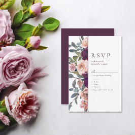 Elegantens Blommigt | LILA ROSA BRÖLLOP OSA Kort
