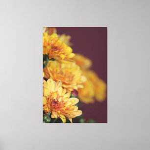 Elegantens Blommigt med Burgundy och Guld Canvastryck