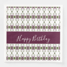 Elegantens Blommigt med Burgundy Pappersservett