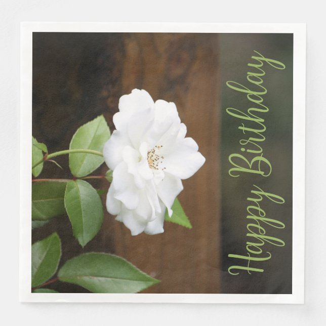 Elegantens Blommigt med Grönt och vit Pappersservett (Framsida)