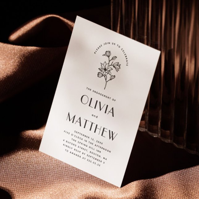 Elegantens blommigt minimalistisk förlovningsfest  inbjudningar (Skapare uppladdad)