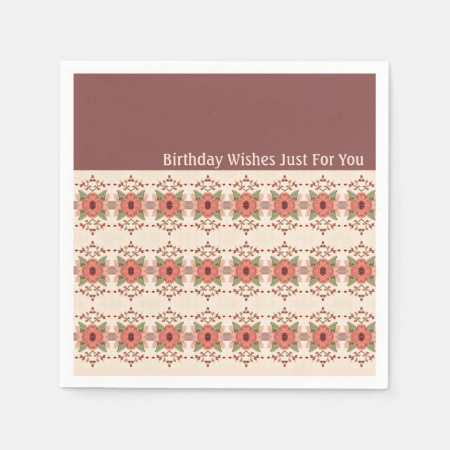 Elegantens Blommigt mönstrad Pappersservett (Framsidan)