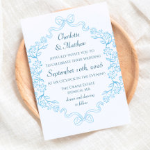 Elegantens Blommigt och Bow Illustration Blue Bröl