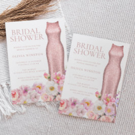 Elegantens Blommigt och Dress - vacker Möhippa Inbjudningar