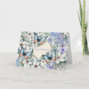 Elegantens Blommigt och fjärilar födelsedagskort Helgkort