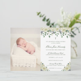Elegantens Blommigt och foto-katolsk baptisminbjud Inbjudningar