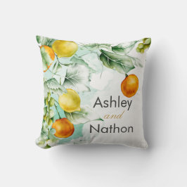 Elegantens blommigt och frukt, vattenfärgen sommar kudde