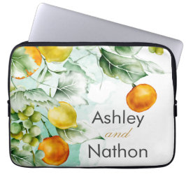 Elegantens blommigt och frukt, vattenfärgen sommar laptop fodral