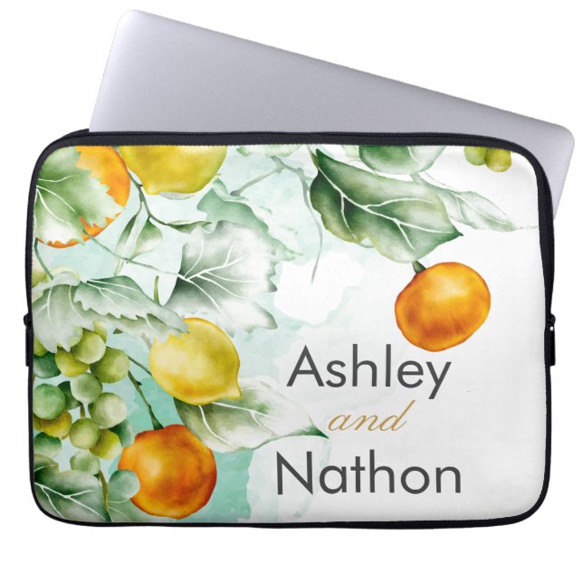 Elegantens blommigt och frukt, vattenfärgen sommar laptop fodral (Framsidan)