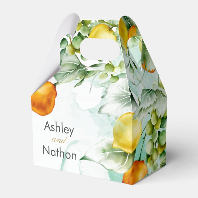 Elegantens blommigt och frukt, vattenfärgen sommar presentaskar (Framsidan Sidan)