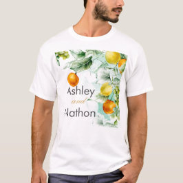 Elegantens blommigt och frukt, vattenfärgen sommar t shirt