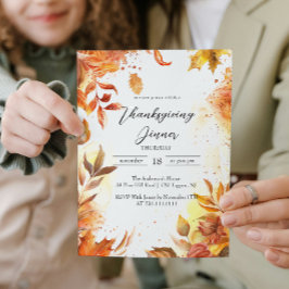 Elegantens Blommigt och Höst färger Thanksgiving - Inbjudningar
