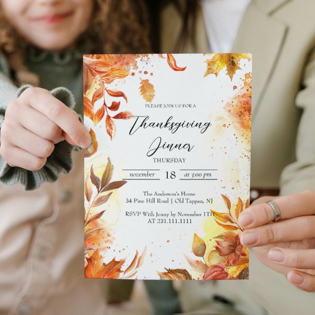 Elegantens Blommigt och Höst färger Thanksgiving - Inbjudningar (Skapare uppladdad)