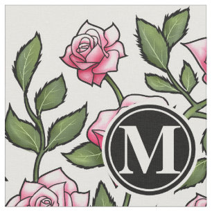 Elegantens Blommigt och monogram Tyg