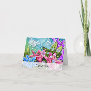 Elegantens Blommigt och Tillfällen för fjäril Tack Kort