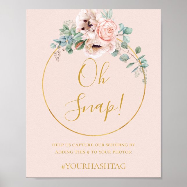 Elegantens Blommigt | Pastel Oh Snap Bröllop Hasht Poster (Framsidan)
