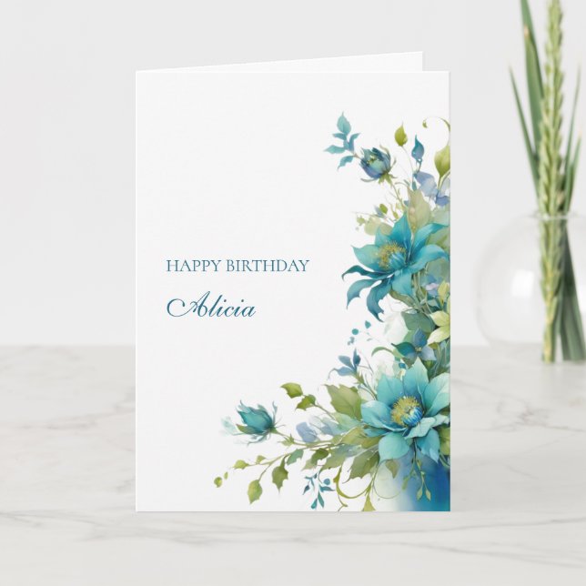 Elegantens Blommigt Personlig födelsedag Kort (Framsida)