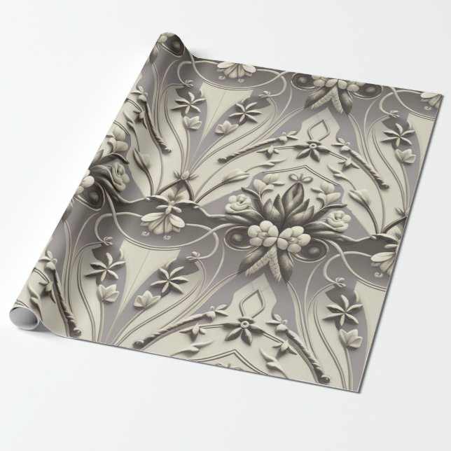Elegantens Blommigt Presentpapper (Utrullad)